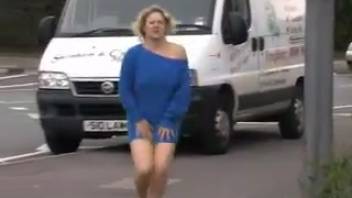 Female urinating while crouched