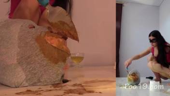 Naughty chicks defecate in uncle's mouth